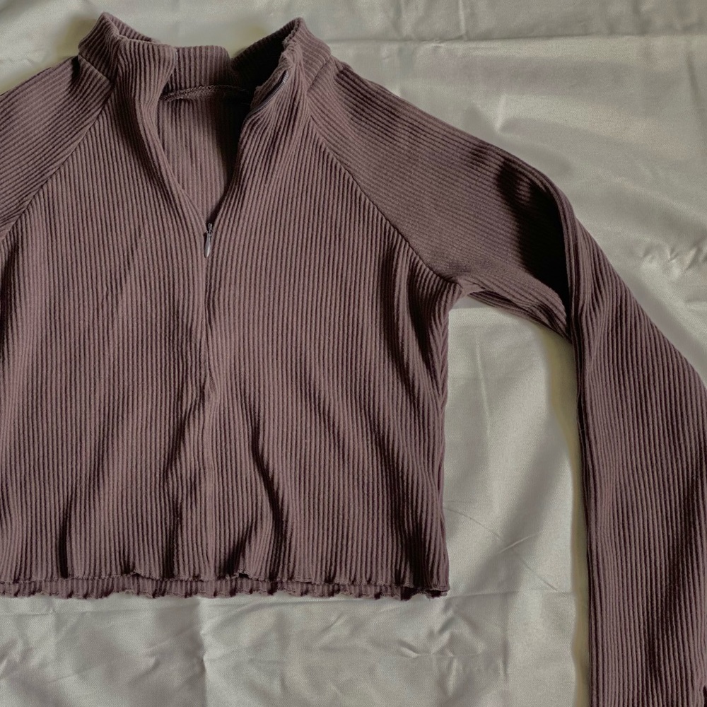 Half zip ribbed crop top